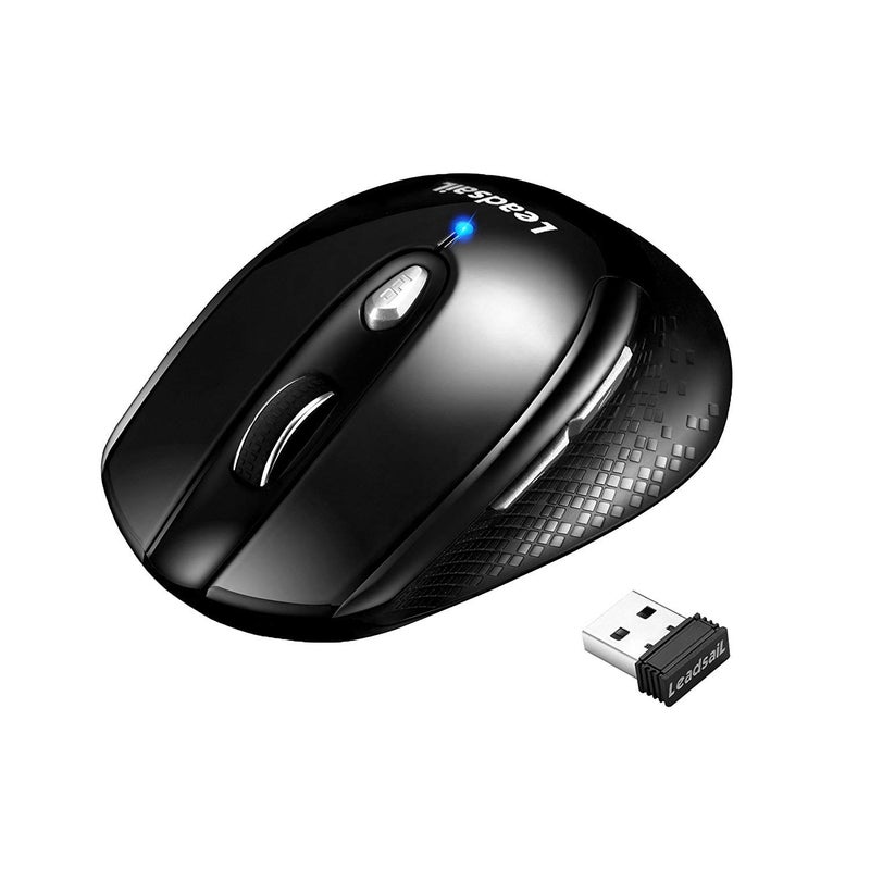 LeadsaiL ماوس لابتوب لاسلكي من ليدسيل، 2.4G نحيف محمول، أقل ضوضاء، 6 أزرار، USB لويندوز/ماك/لابتوبات - Image 1